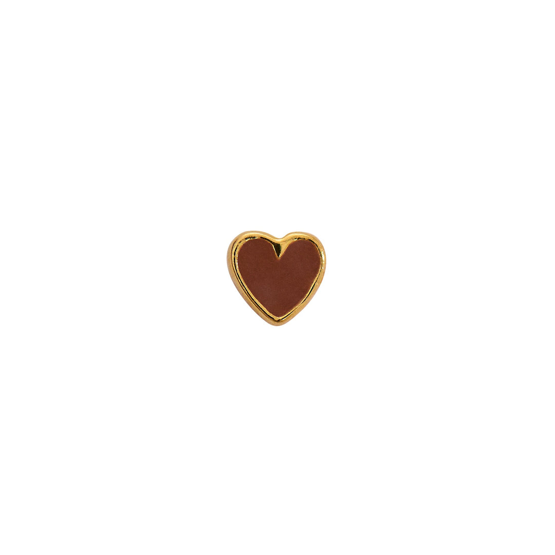 Stine A - Petit Love Heart Mocha Enamel - 1181-02 Øreringe 