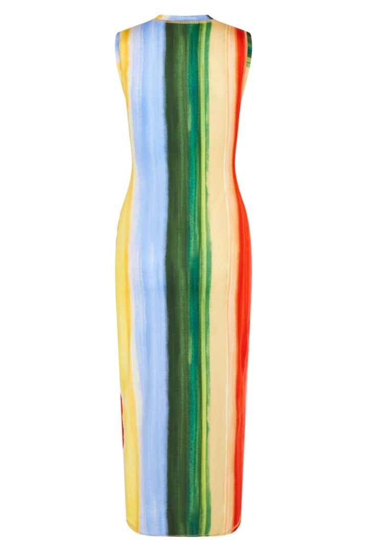 Stine Goya - 2244 Stocking Jersey, Elastic Tank Crewneck Dresssg-pf25-d104-2244 - Rainbow Hue