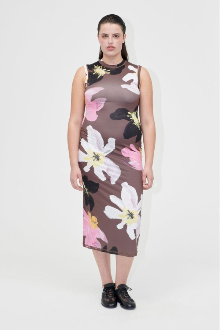 Stine Goya - 2244 Stocking Jersey, Elastic Tank Crewneck Dresssg-pf25-d104-2244 - Wild Flowers