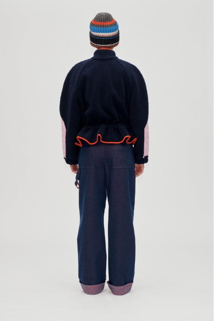 Stine Goya - 2412 Fleece / Nylon, Dropped Shoulder Gathered Jacketsg-aw25-j058-2412 - Black Iris