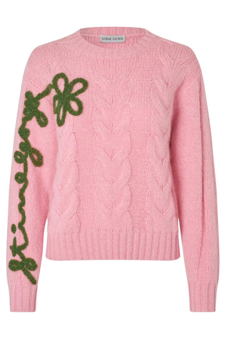 Stine Goya - 2418 Midweight Alpaca Knit, Crewneck Cropped Sweatersg-aw25-k050-2418 - Light Pink