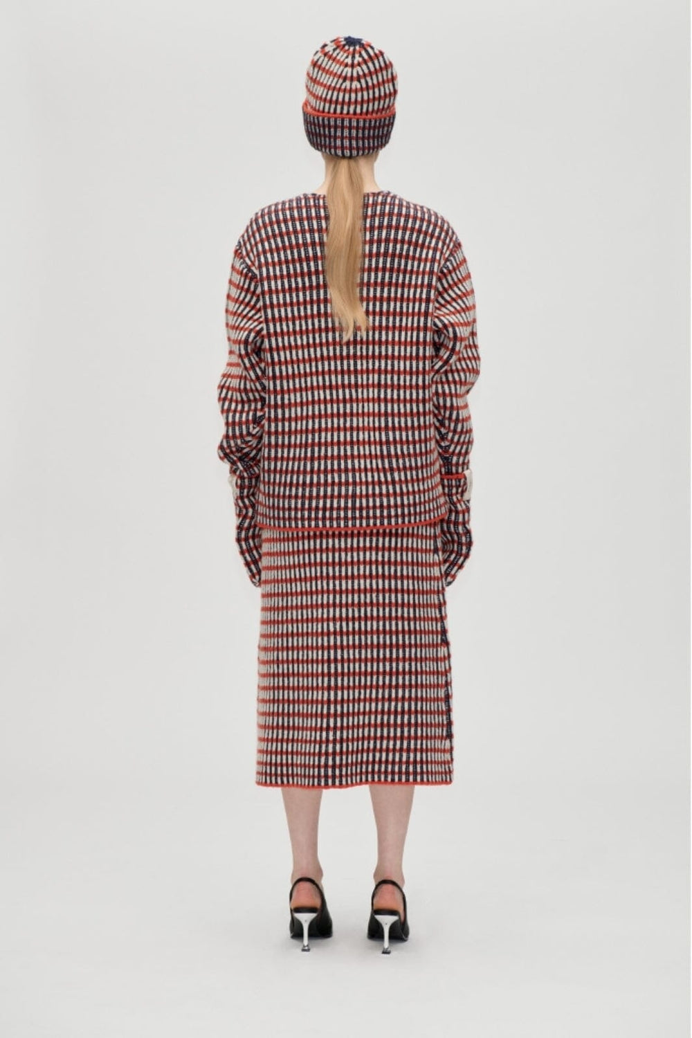 Stine Goya - 2425 Plaited Chunky Rib, Chunky Rib Mittenssg-aw25-a043-2425 - Navy / Red / Cream