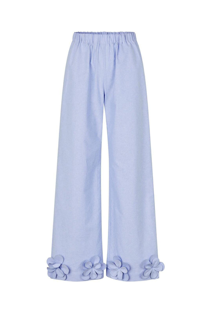 Stine Goya - 2464 Floral Shirting, Floral Elasticated Long Pantssg-ps26-p109-2464 - Brunnera Blue Bukser 