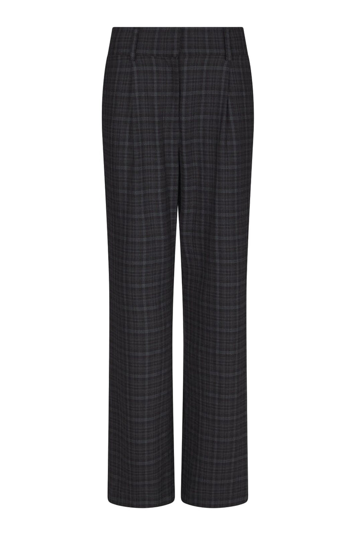 Valentin Studio - Pretty Check Pants Wide 169427 - 104 - Dark Grey Bukser 