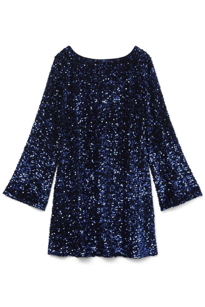 Vero Moda - Vmlaila Ls Sequin Bow Dress - 4681341 Midnight Blue
