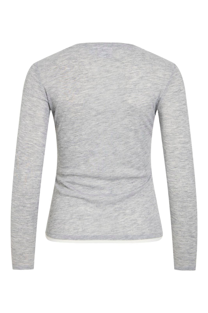 Vila - Vielianne O-Neck L/S Top - 5167198 Light Grey Melange Snow White