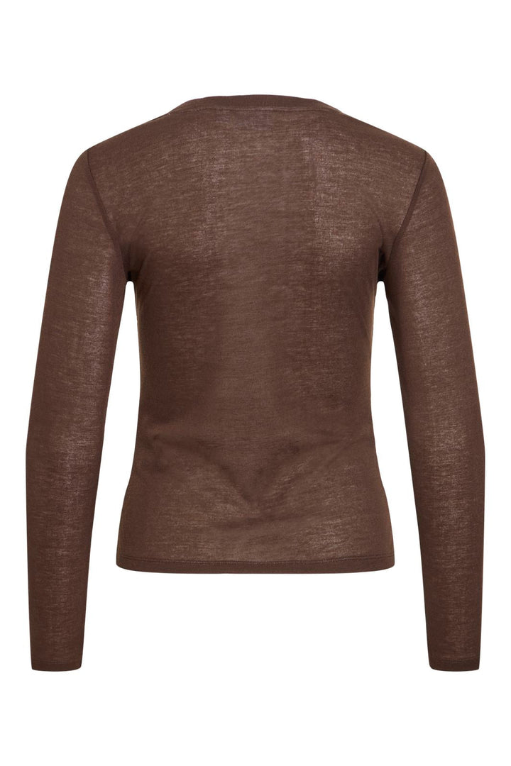 Vila - Vielianne O-Neck L/S Top - 5234167 Coffee Bean Snow White