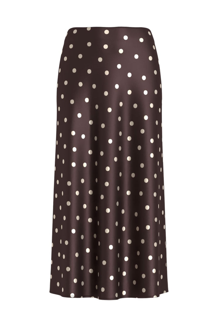 Vila - Viellette Midi Skirt - 5074897 Coffee Bean Sandshell Dots