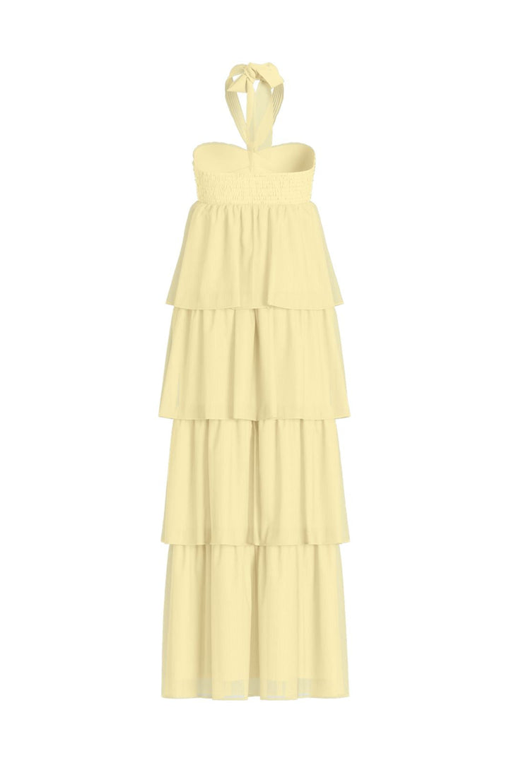 Vila - Vilea Halterneck Layered Dress/Dc/Ka - 5005145 Pastel Yellow