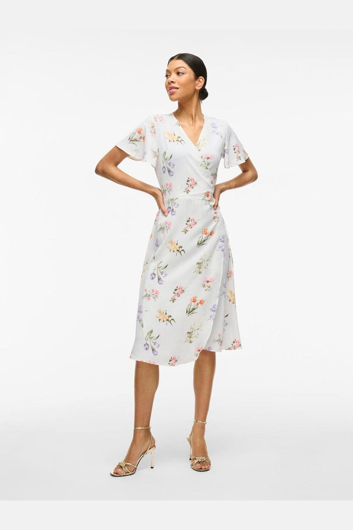 Vila - Vilovie S/S Wrap Midi Dress - 4777771 Snow White Fir
