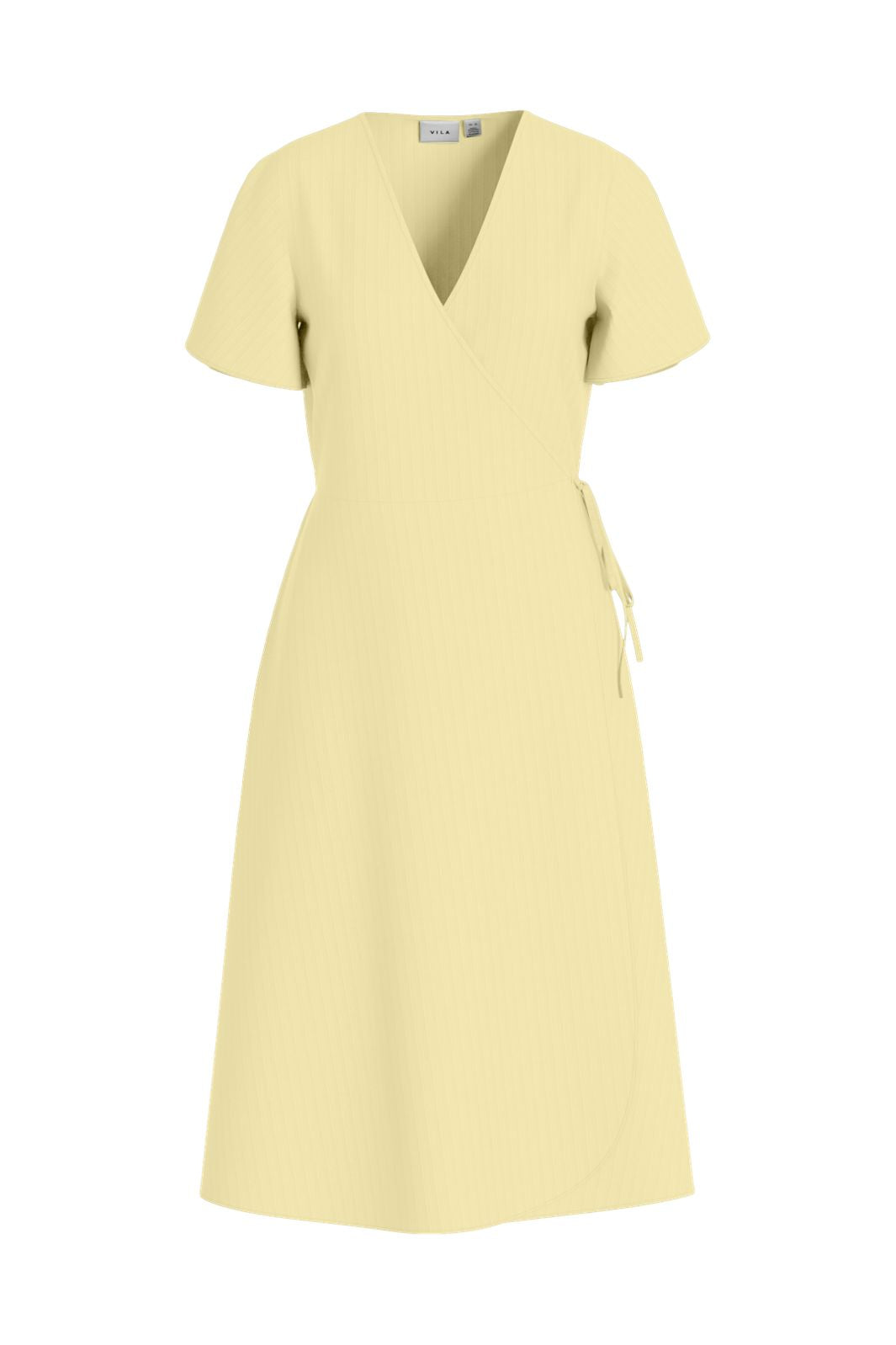 Vila - Vilovie S/S Wrap Midi Dress - 5008585 Pastel Yellow