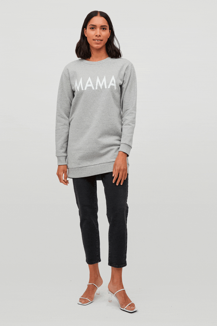 VILA - Vimitta L/S Sweat - Light Grey Melange Sweatshirt 