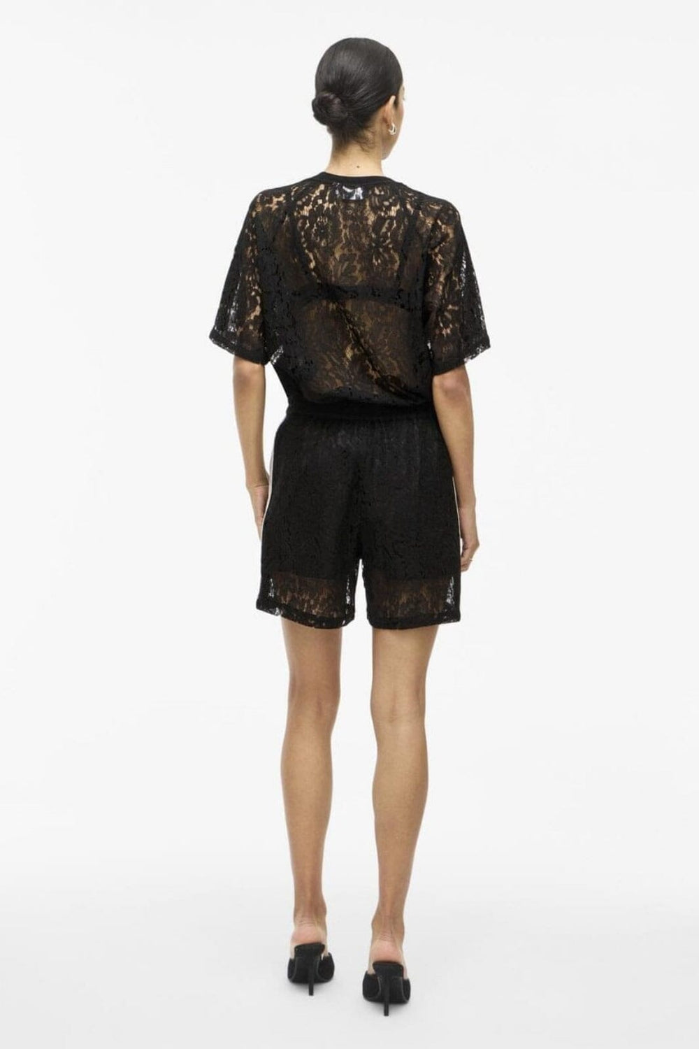 Vila - Violine 2/4 Lace T-Shirt /Ln - 4981492 Black