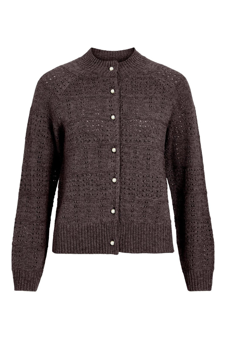 Vila - Visapna O-Neck L/S Knit Cardigan/Pb - 5210679 Raisin Melange