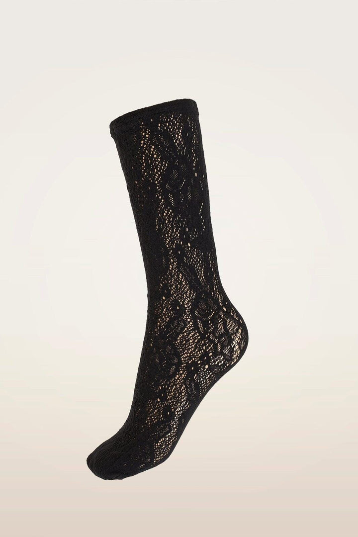 Wolford - Infinite Rose Net Socks 41812 - 7005 Black Strømper 