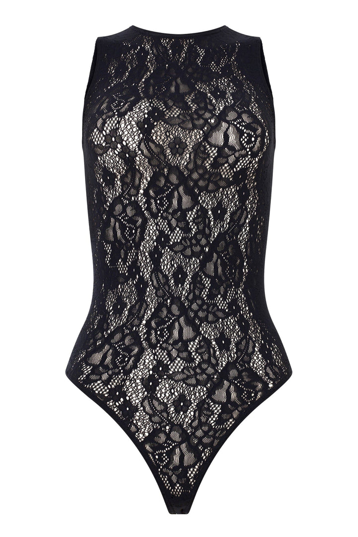 Wolford - Infinite Rose Net String Body 79349 - 7005 Black Bodystockings 