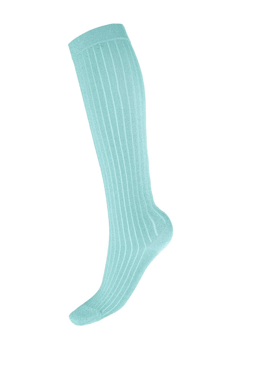 Wolford - Shimmer Rib Knee-highs34427 - 8292 Aqua/silver Strømper 