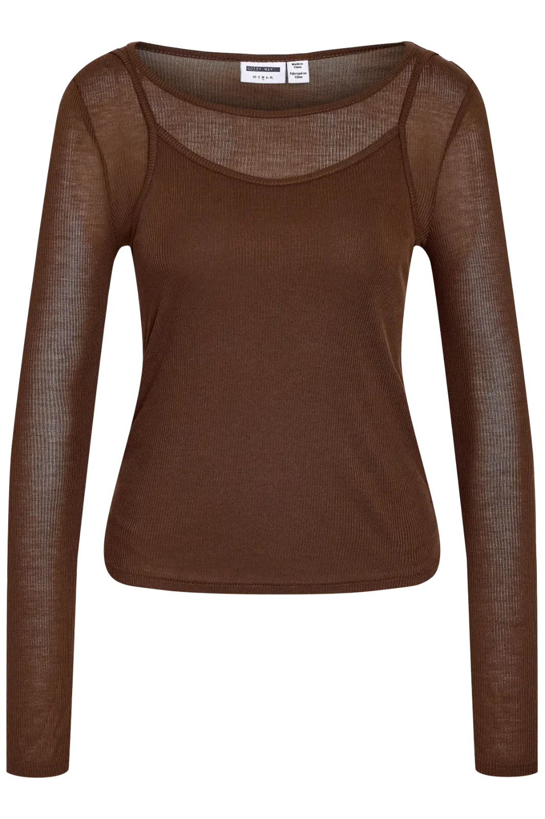 Noisy May - Nmnusa L/S Doublelayer Top - 5144780 Chocolate Brown