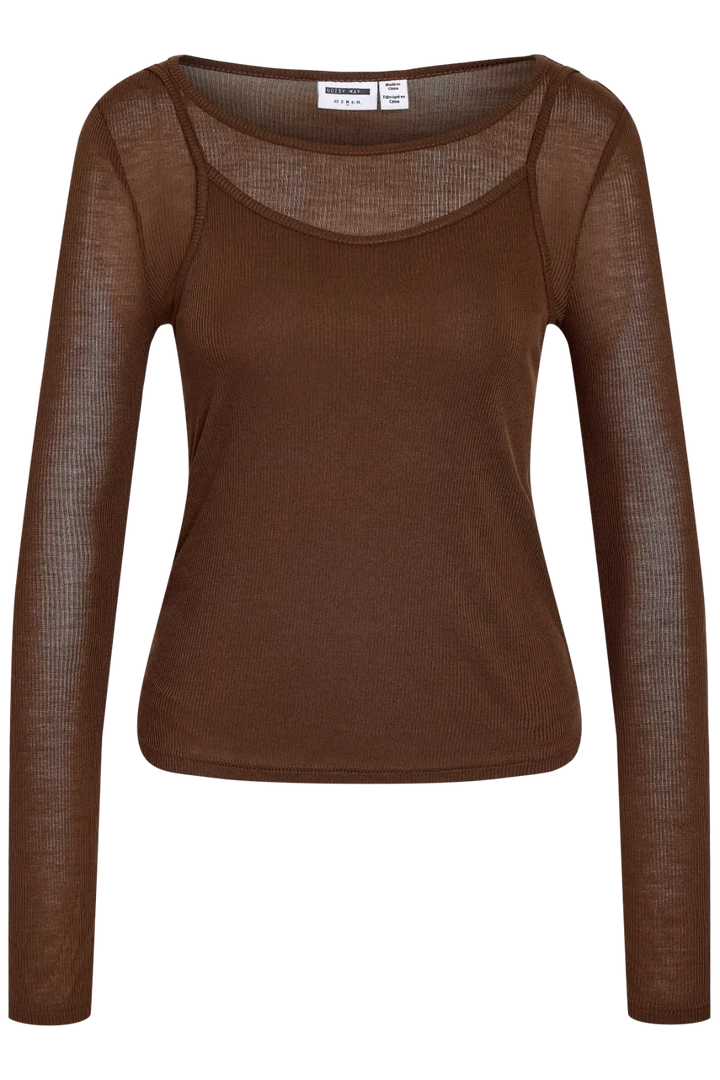 Noisy May - Nmnusa L/S Doublelayer Top - 5144780 Chocolate Brown