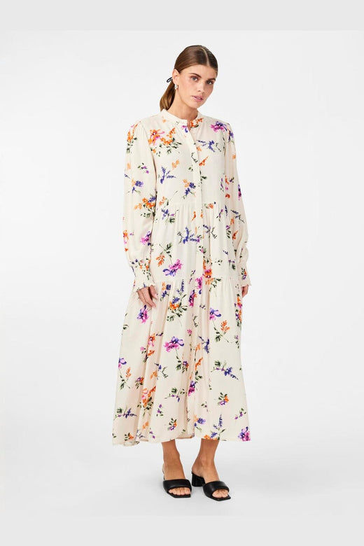 YAS - Yasasina Ls Long Dress - 4494594 Whitecap Gray Botanica Print