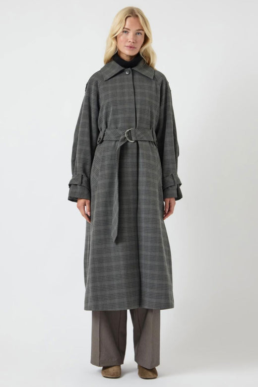 Y.A.S - Yascicco Ls Long Coat - 4887412 Dark Grey Melange W. Black Frakker 