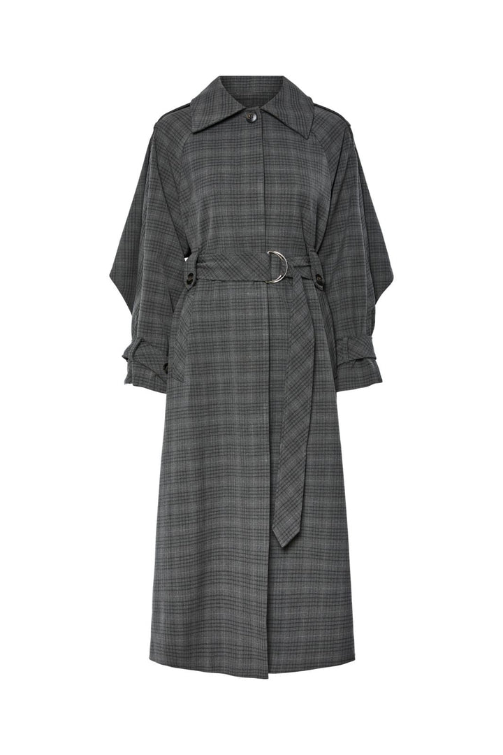 Y.A.S - Yascicco Ls Long Coat - 4887412 Dark Grey Melange W. Black