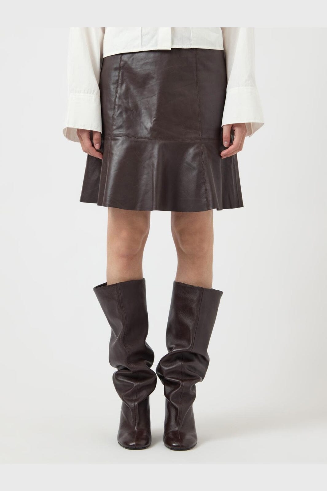 YAS - Yascolly Naplon Leather Skirt - 5091002 Chocolate Brown