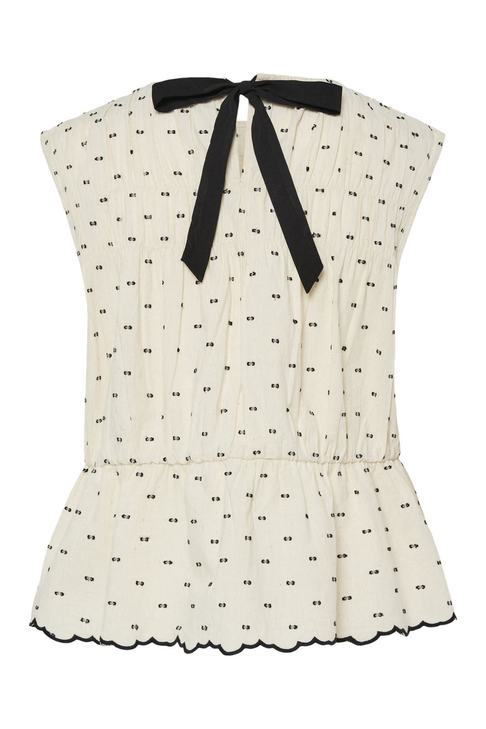Y.A.S - Yasdobby Sl Top - 4693119 Gardenia Black Dobby Dots