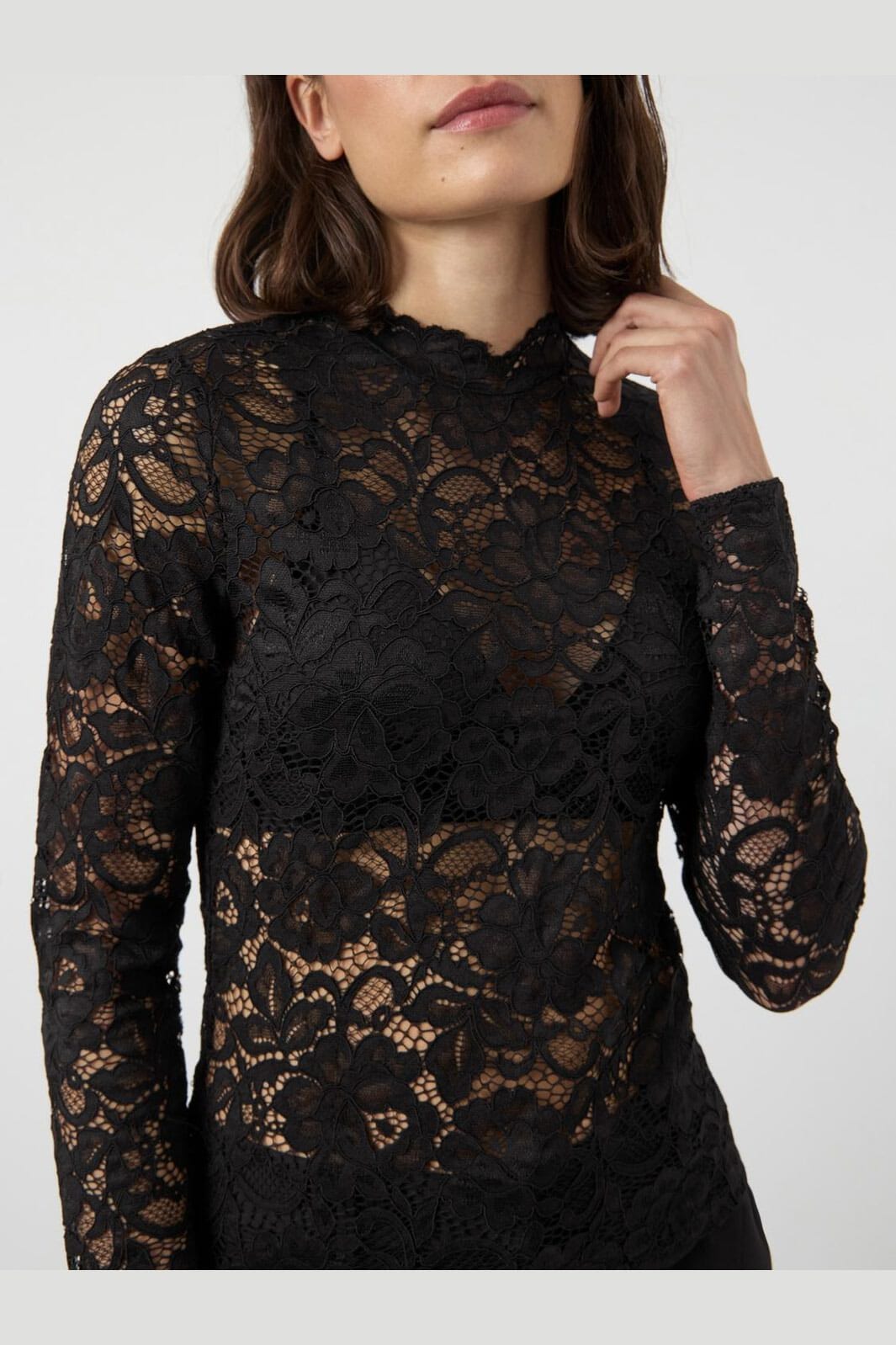 Y.A.S - Yaslacey Ls Lace Top - 4961142 Black