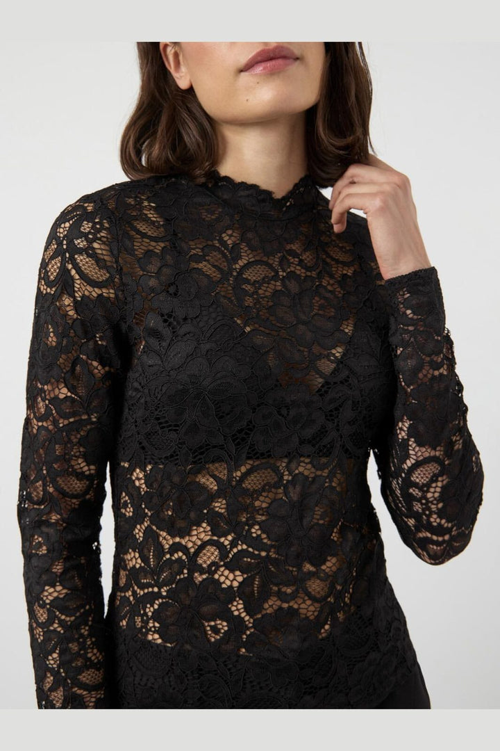 Y.A.S - Yaslacey Ls Lace Top - 4961142 Black