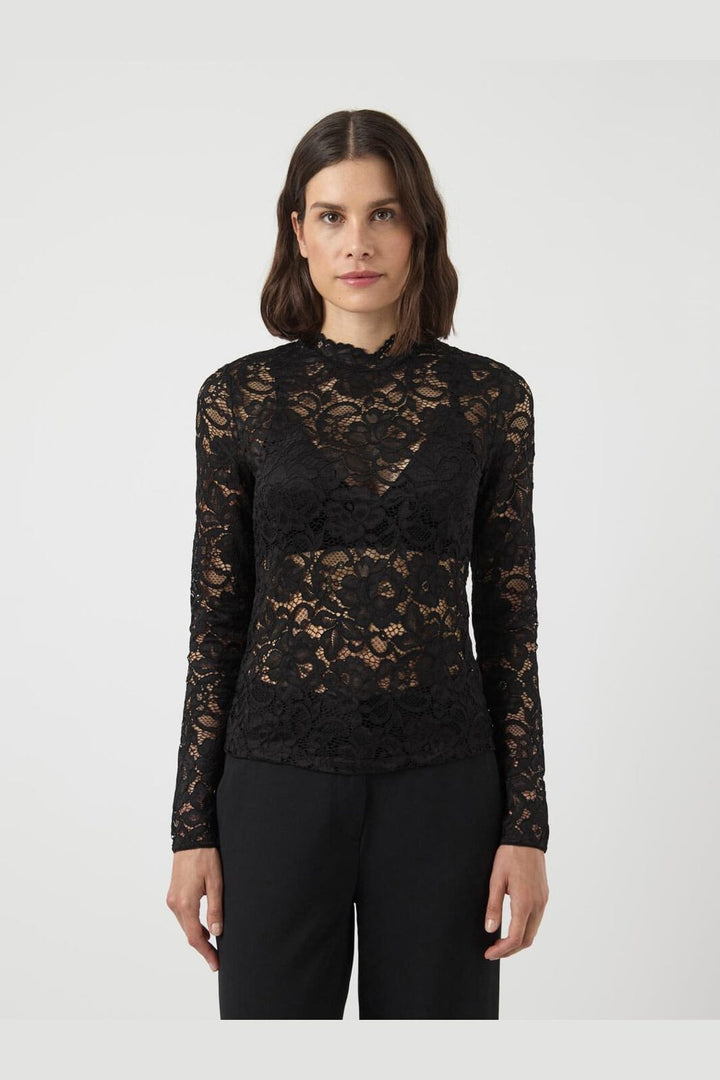 Y.A.S - Yaslacey Ls Lace Top - 4961142 Black