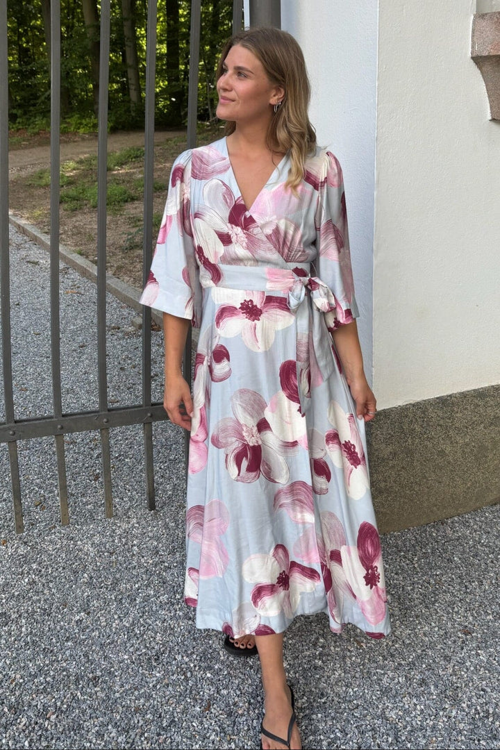 YAS - Yasmarga 3/4 Wrap Long Dress - 5032331 Skyway Marga Aop Kjoler 