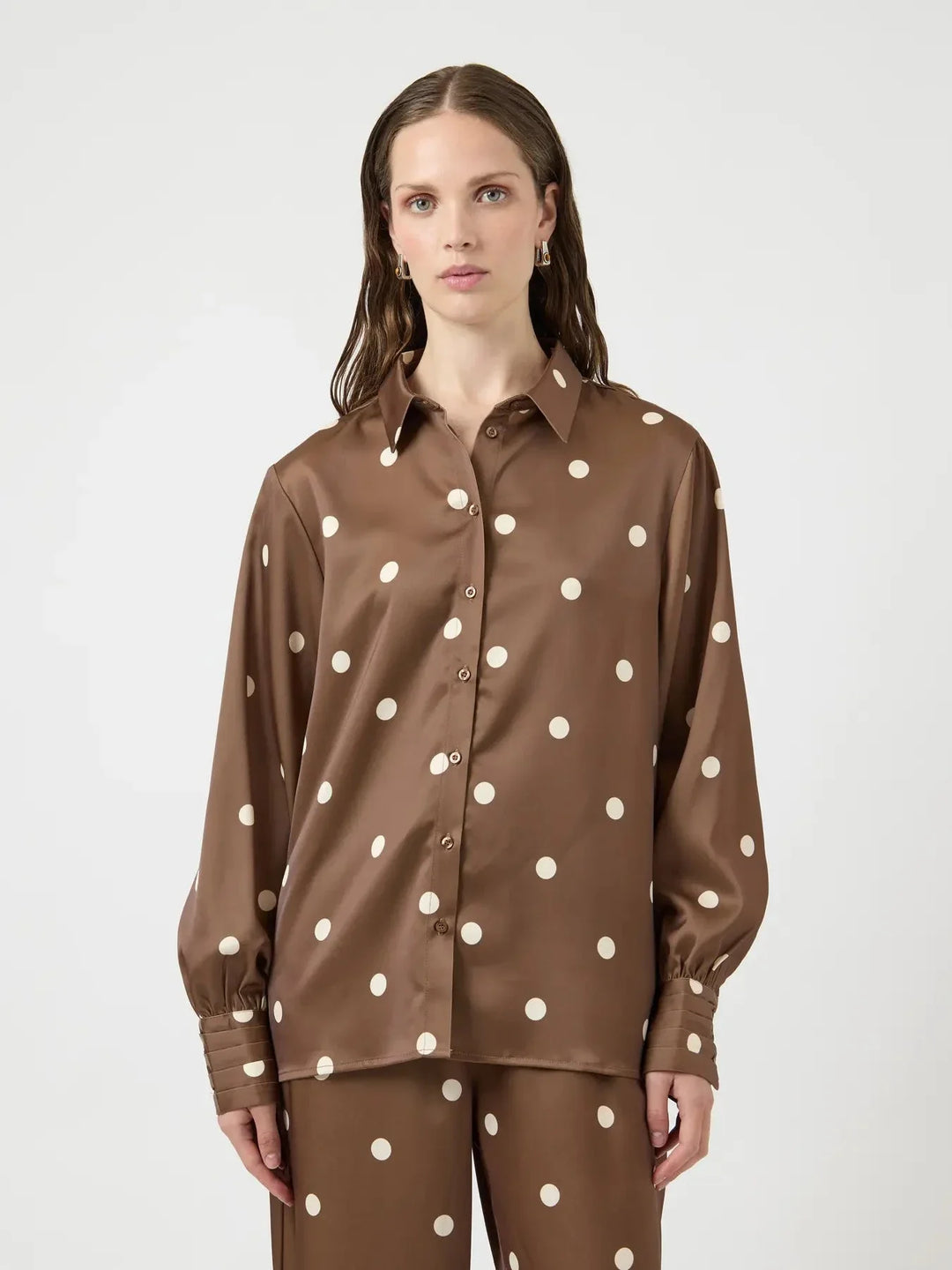 YAS - Yaspella Ls Shirt - 5084722 Pinecone Ecru Dots Skjorter 