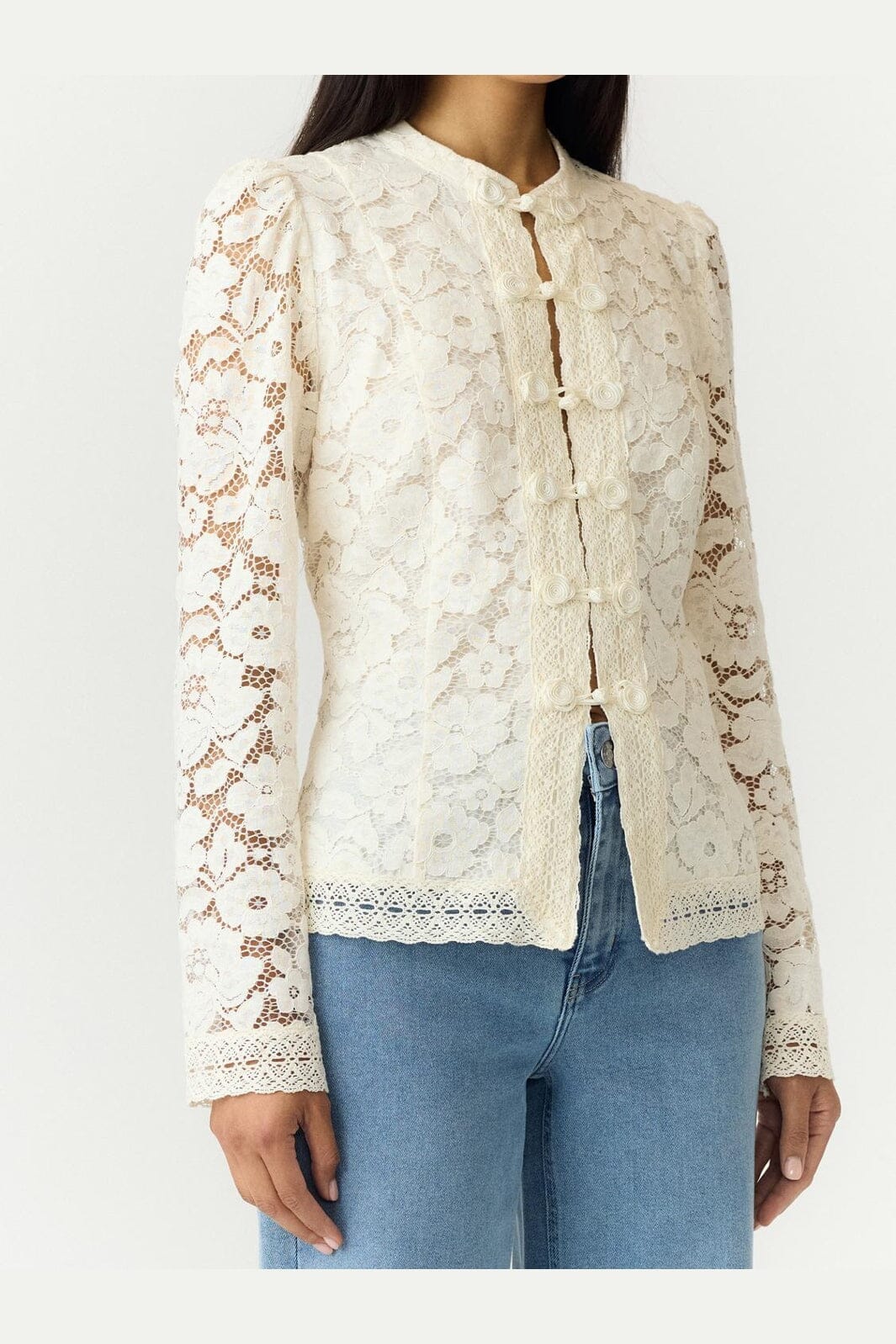 YAS - Yaspolina Ls Lace Shirt Story - 5203010 Pristine
