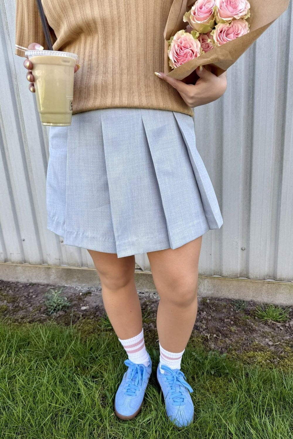 Yellow Lane - Lane Mini Skorts 165303 - 133 - Grey Melange Shorts 