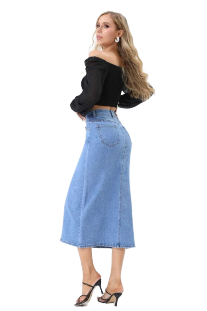 A-bee - Josefine Long Denim Skirt - Jeans