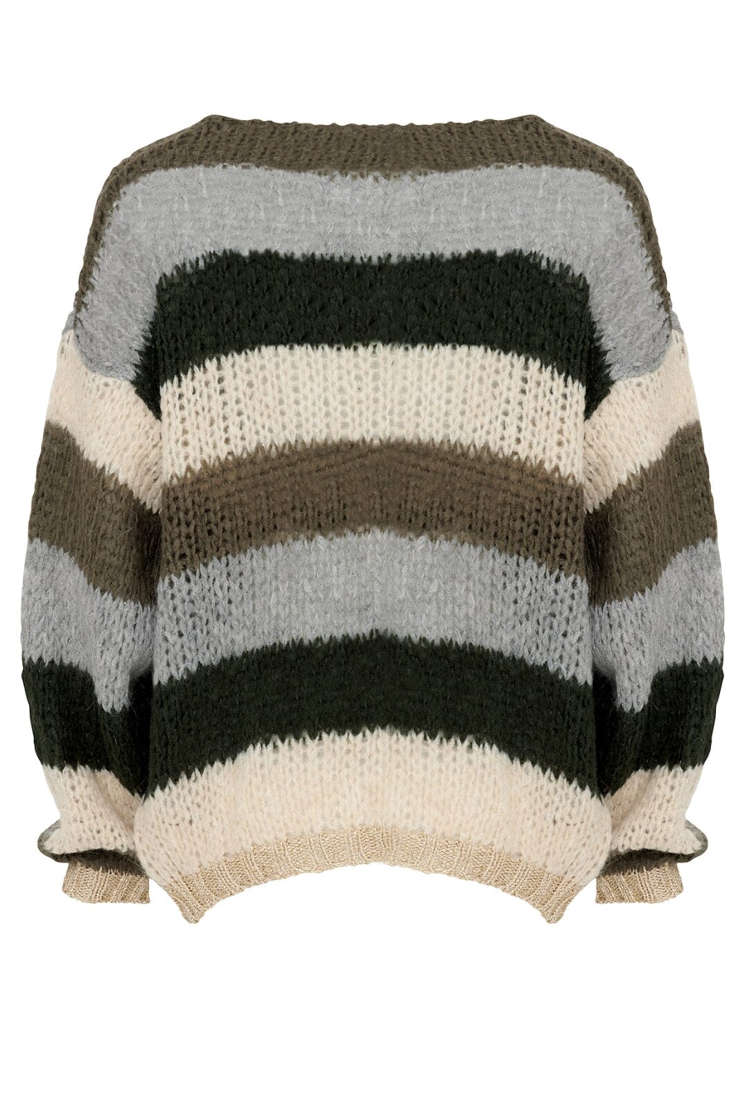 Forudbestilling - Noella - Kala Knit Cardigan Wool - Army/Beige Stripes 5 Cardigans 