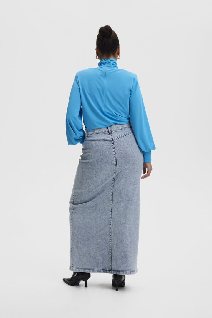 Gestuz - SiwGZ HW long skirt - Light blue washed Nederdele 
