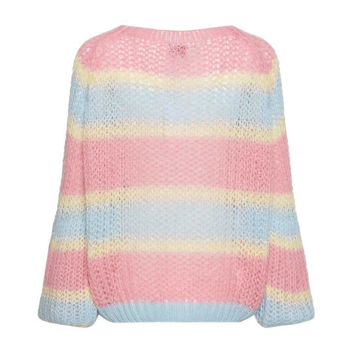 Noella - Pacific Knit Sweater - Light Blue/Rose Mix