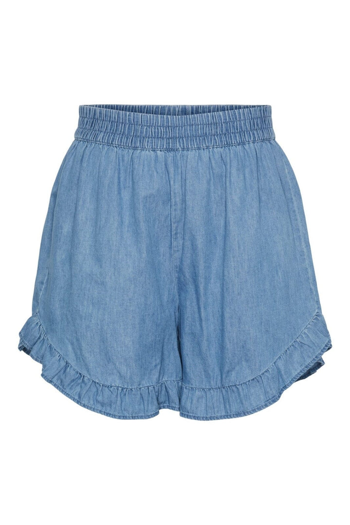 Pieces - Pckada Frill Shorts - Light Blue Denim Shorts 