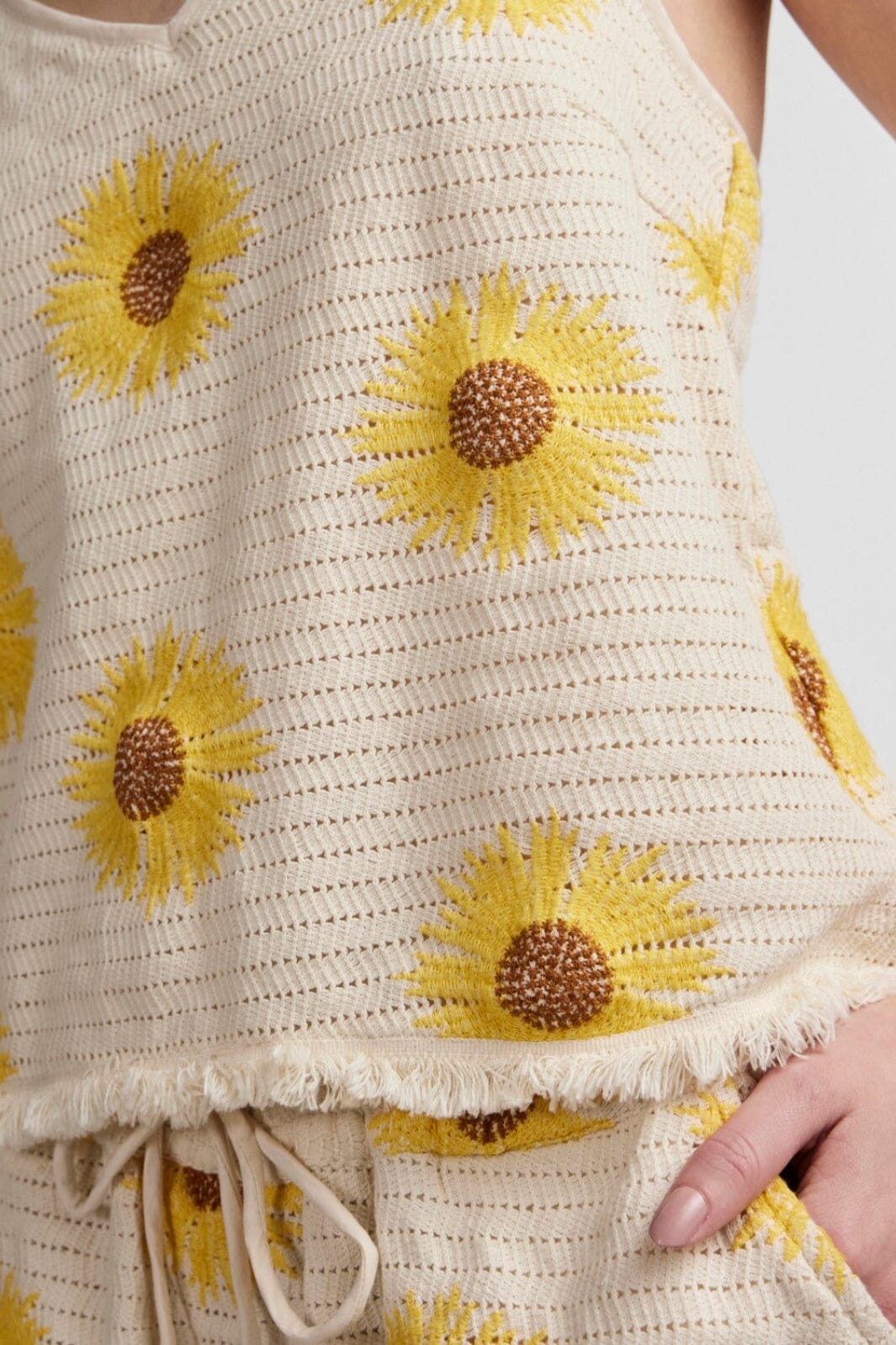 Y.A.S - Yassunflower Strap Top Fest - Birch w. embroidery Toppe 